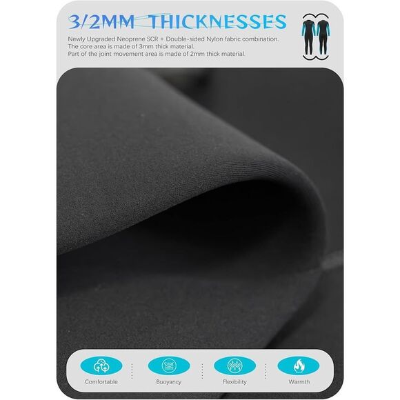 Wetsuit for Youth 3/2mm Neoprene Full Wet Suit size 13 unisex - Picture 6 of 10